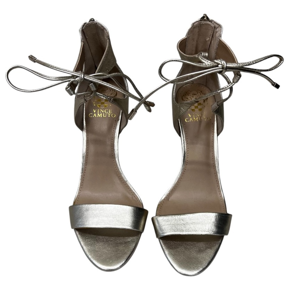 Vince Camuto Gold Tie Front Sandals Heels‎ Size 8.5